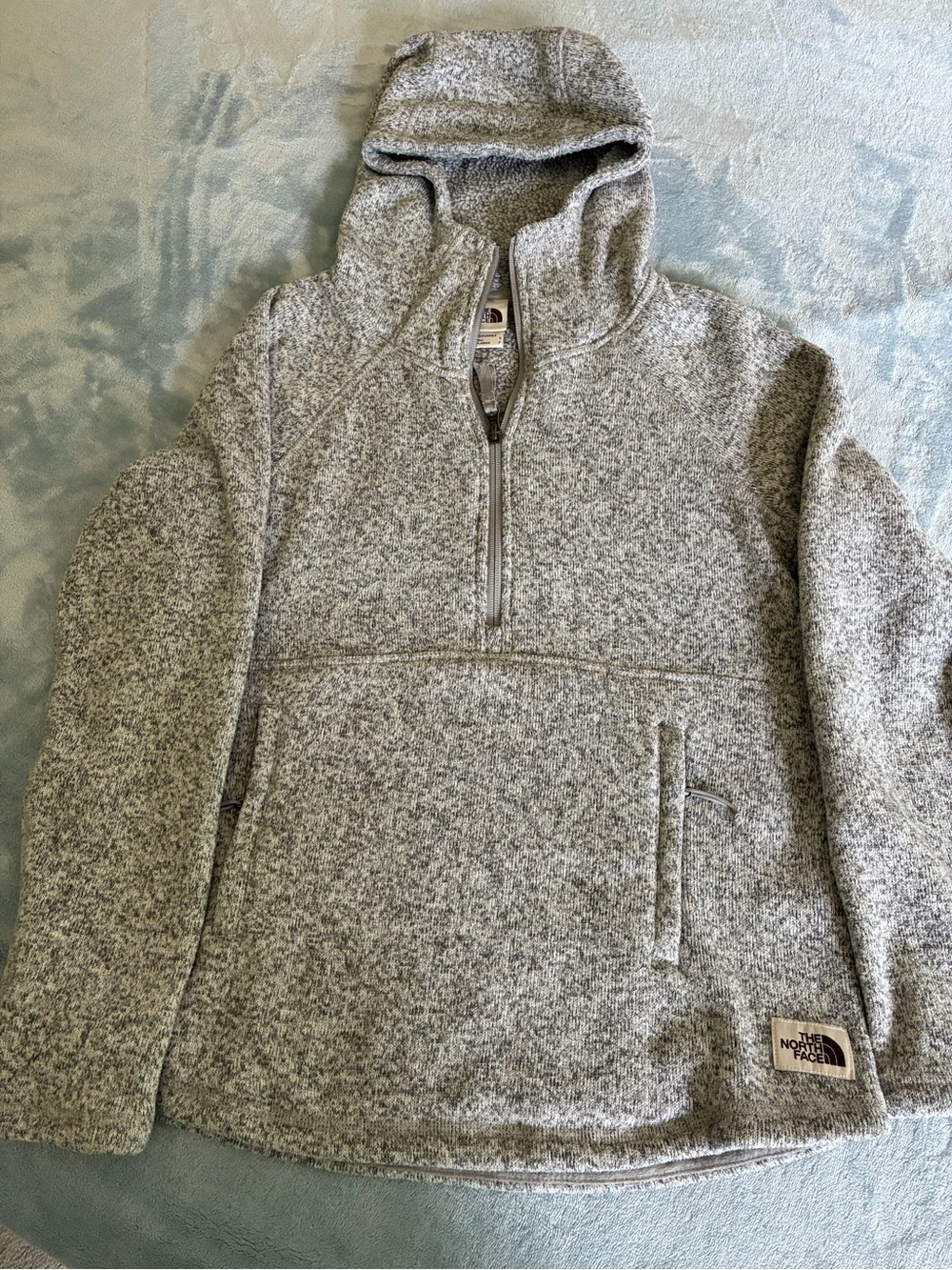 The North Face Women’s Heather Gray Half-Zip Hooded Sweater Size Small